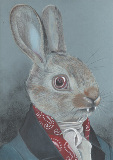 Drawing titled "Vamp Bunny" by Txuscuende, Original Artwork, Pencil Mounted on Other rigid panel