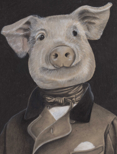 Drawing titled "Bacon" by Txuscuende, Original Artwork, Charcoal