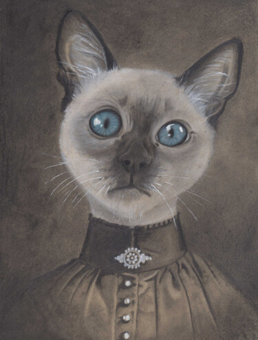 「Catty」というタイトルの描画 Txuscuendeによって, オリジナルのアートワーク, 木炭