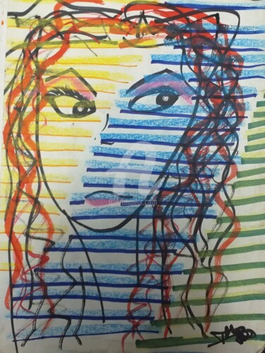 Drawing titled "La femme de demain" by Ty80, Original Artwork, Acrylic