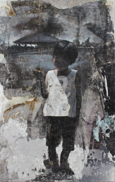Painting titled "The little kid and…" by Tycheong, Original Artwork, Acrylic