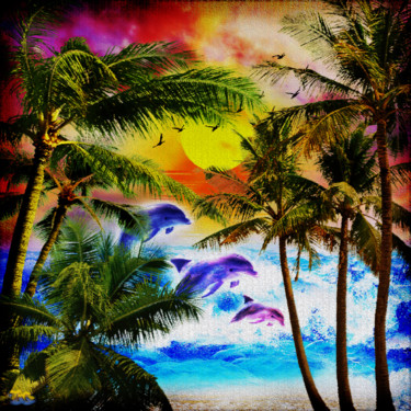 Digital Arts titled "Dolphin Paradise..." by Tyfhaan Yk, Original Artwork, Digital Painting