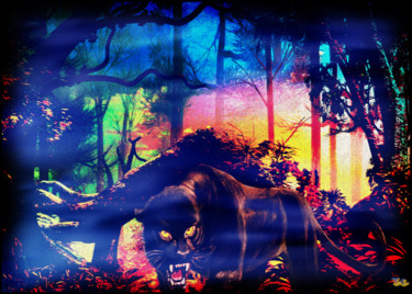 Digitale Kunst mit dem Titel "Jungle mist ... Taw…" von Tyfhaan Yk, Original-Kunstwerk, Digitale Malerei