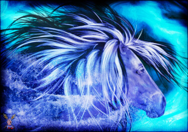 Digitale Kunst mit dem Titel "Blue Savage... Pose…" von Tyfhaan Yk, Original-Kunstwerk, Digitale Malerei