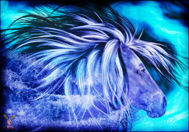 Blue Savage... Poseïdon's dream... Arts numériques intitulée "Blue Savage... Pose…" par Tyfhaan Yk, Œuvre d'art originale, Peinture numérique
