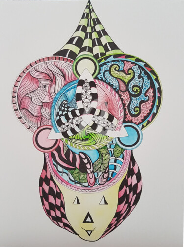 Dessin intitulée "le-clown.jpg" par Tykamao, Œuvre d'art originale, Encre