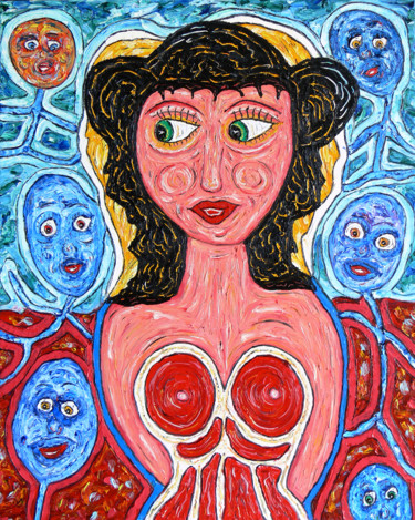 Painting titled "Femme aux cheveux n…" by Philippe Tykoczinski, Original Artwork, Oil