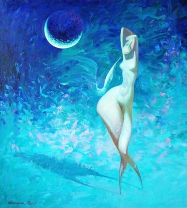 Картина под названием "Танец под луной." - Александр Тюрин, Подлинное произведение искусства, Другой