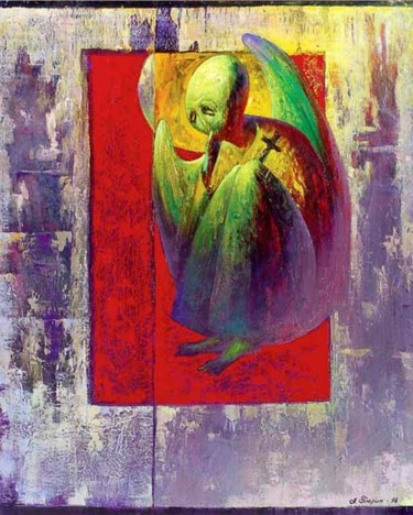 Peinture intitulée "Ангел." par Aleksandr Tiurin, Œuvre d'art originale, Autre