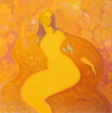 Pittura intitolato "Дама в желтом." da Aleksandr Tiurin, Opera d'arte originale, Altro