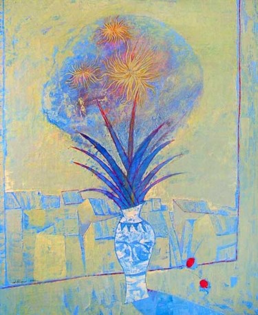 Painting titled "Цветы моего окна." by Aleksandr Tiurin, Original Artwork, Other