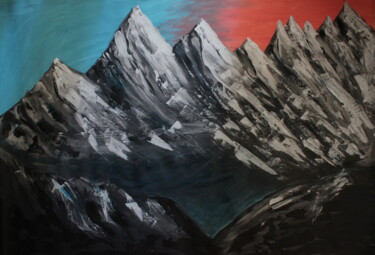 Painting titled "Above the mountains" by Tzina Tsaou, Original Artwork, Acrylic