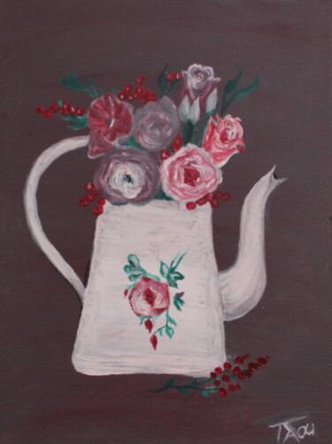 Pintura titulada "Kitchen flowers" por Tzina Tsaou, Obra de arte original, Acrílico