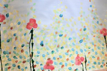 Painting titled "Spring Flowers" by Tzina Tsaou, Original Artwork, Acrylic