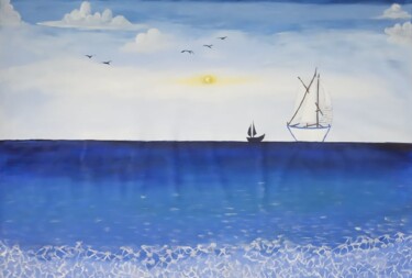 Pittura intitolato "Blue Sea" da Tzina Tsaou, Opera d'arte originale, Acrilico