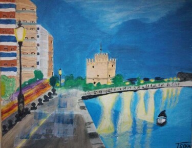 Painting titled "Thessaloniki Art" by Tzina Tsaou, Original Artwork, Acrylic