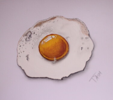 Картина под названием "Fried Egg" - Tzina Tsaou, Подлинное произведение искусства, Карандаш