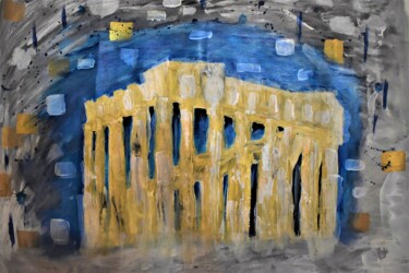 Картина под названием "Blue Acropolis" - Tzina Tsaou, Подлинное произведение искусства, Акрил