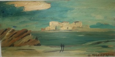 Pittura intitolato "greek island" da Nikolaos Tzizmetzoglou, Opera d'arte originale, Olio