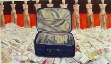 Ζωγραφική με τίτλο "Η βαλίτσα του διπλω…" από Tzoumart, Αυθεντικά έργα τέχνης