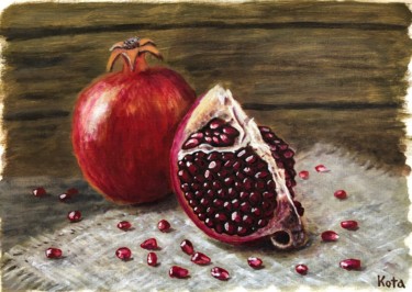 Peinture intitulée "Pomegranates" par Kota Matsui, Œuvre d'art originale, Huile