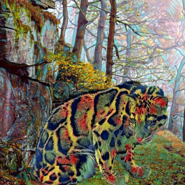 Artes digitais intitulada "Leopardo Nebuloso" por Ubiraci Borges, Obras de arte originais, Pintura digital