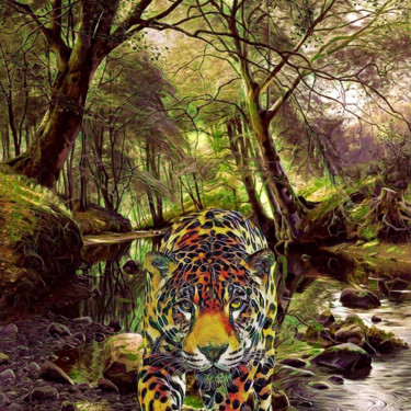 Digital Arts titled "Leopardo" by Ubiraci Borges, Original Artwork, Digital Painting