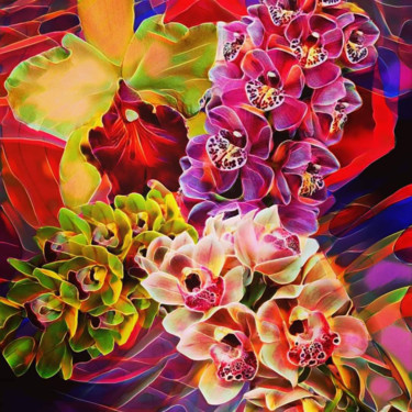 Digital Arts titled "A Rainha das Flores" by Ubiraci Borges, Original Artwork, Digital Painting