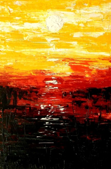 Painting titled "sunset abs" by Valentina Khudyakova, Original Artwork, Acrylic