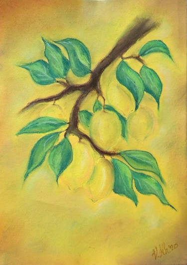 Painting titled "Lemons" by Valentina Khudyakova, Original Artwork, Pastel