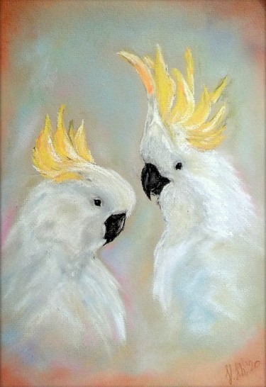 Pintura intitulada "Сrested cockatoo" por Valentina Khudyakova, Obras de arte originais, Pastel