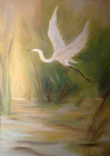 Painting titled "Heron" by Valentina Khudyakova, Original Artwork, Pastel