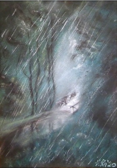 Painting titled "Rain" by Valentina Khudyakova, Original Artwork, Pastel