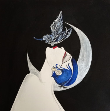 Painting titled "Night illusions" by Valentina Khudyakova, Original Artwork, Gouache