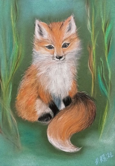 Painting titled "Fox puppy" by Valentina Khudyakova, Original Artwork, Pastel