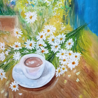 Peinture intitulée "Утренний кофе" par Valentina Khudyakova, Œuvre d'art originale, Gouache