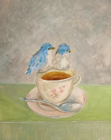 제목이 "Чай вдвоем"인 미술작품 Valentina Khudyakova로, 원작, 구아슈