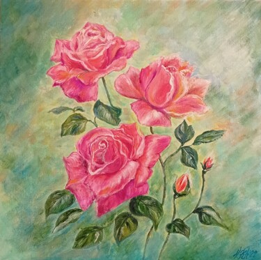 Картина под названием "Розы" - Valentina Khudyakova, Подлинное произведение искусства, Акрил