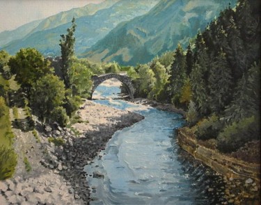 Painting titled "Старый мост через В…" by Uvs, Original Artwork
