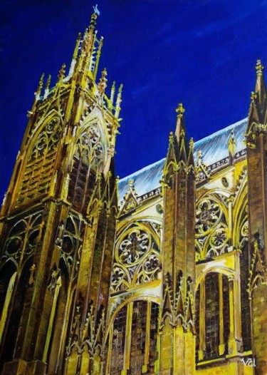 Peinture intitulée "Metz. The Cathedral…" par Uvs, Œuvre d'art originale