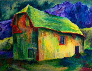 Malerei mit dem Titel "Einsames Haus in de…" von Udo Greiner, Original-Kunstwerk, Acryl