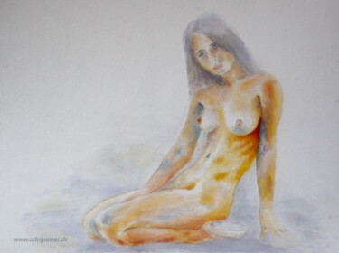 Painting titled "Akt Aq 22/10" by Udo Greiner, Original Artwork, Watercolor