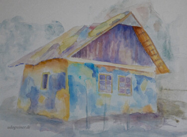 Painting titled "Aq 9/24 Schiefes Ha…" by Udo Greiner, Original Artwork, Watercolor