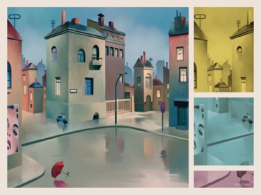 Arts numériques intitulée "Wet Town" par Udo P. Linke, Œuvre d'art originale, Huile