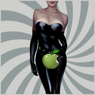 Digital Arts titled "Green Apple Swirl" by Udo P. Linke, Original Artwork, Ink
