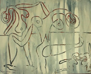 Painting titled ""les patineuses nue…" by Serge Uebersax, Original Artwork, Acrylic