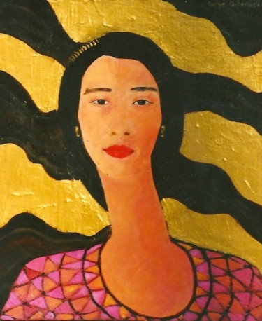 Painting titled ""Jeune femme japona…" by Serge Uebersax, Original Artwork, Acrylic