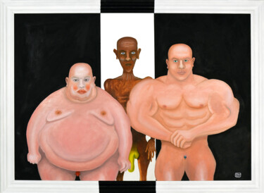 Malerei mit dem Titel "Triplets...Contrast…" von Ufuk Uyanik, Original-Kunstwerk, Öl