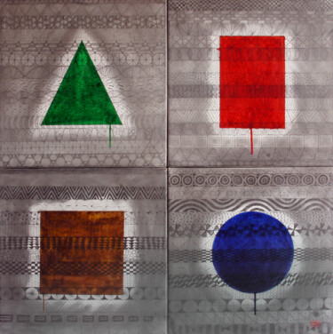 Pintura intitulada "Patterns & Shapes 2" por Ufuk Uyanik, Obras de arte originais, Lápis