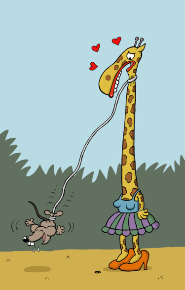 Digital Arts titled "mouse and giraffe" by Ufuk Uyanik, Original Artwork, 2D Digital Work